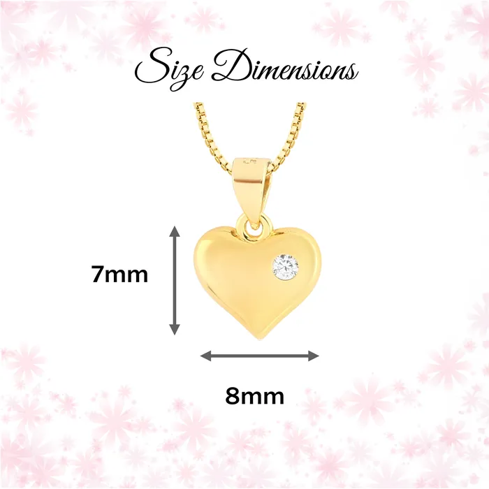 Necklaces Cherished Moments Childrens 14K Gold Plated Puff Heart Necklace for Girls Kids