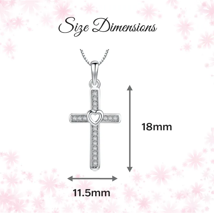 Necklaces Cherished Moments Sterling Silver Childrens Cross CZ Necklace with Open Heart