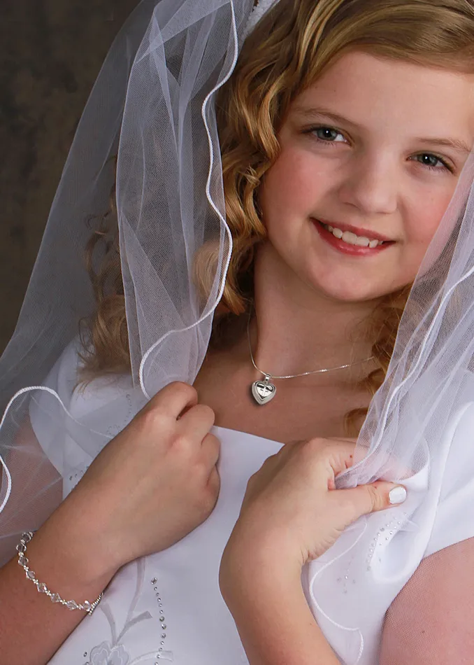 Necklaces Cherished Moments Sterling Silver Childrens Heart Locket with Cross