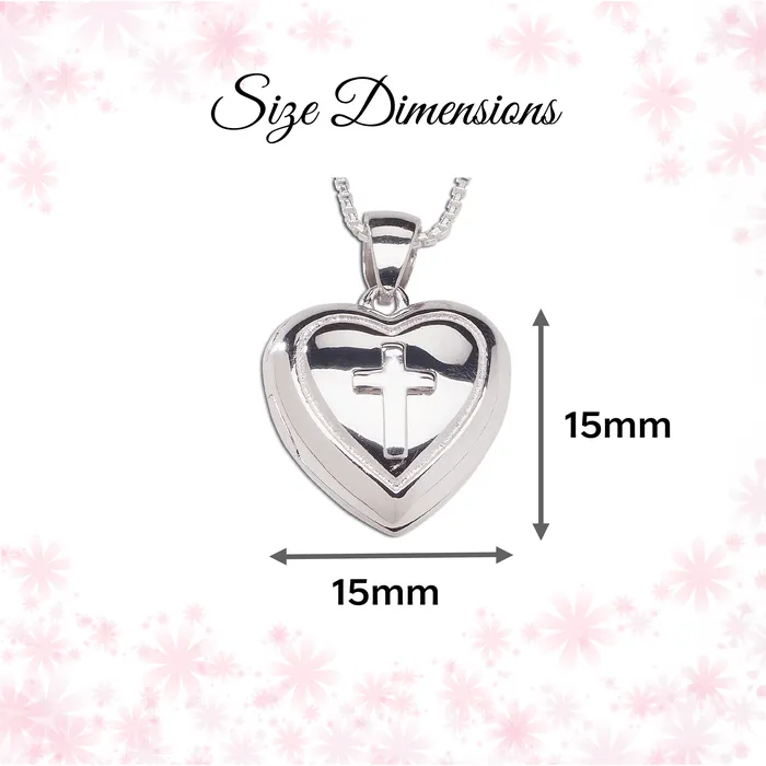 Necklaces Cherished Moments Sterling Silver Childrens Heart Locket with Cross