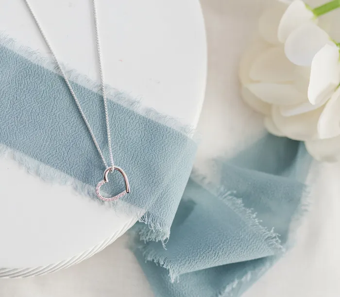 Necklaces Childrens Sterling Silver Floating Heart Necklace for Girls Kids Cherished Moments