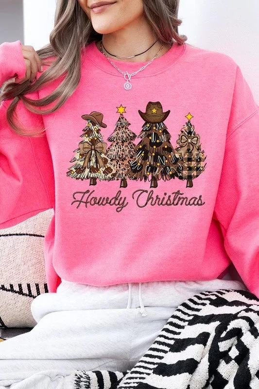 Necklaces Color Bear Howdy Christmas Tree Graphic Fleece Sweatshirts