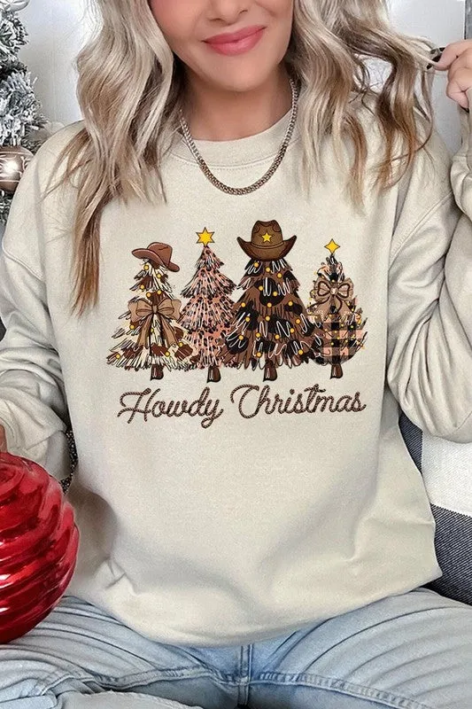 Necklaces Color Bear Howdy Christmas Tree Graphic Fleece Sweatshirts