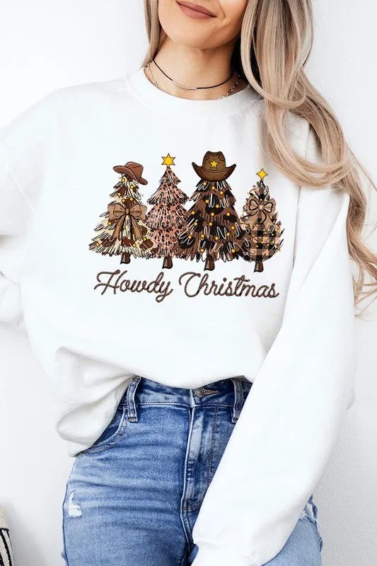 Necklaces Color Bear Howdy Christmas Tree Graphic Fleece Sweatshirts