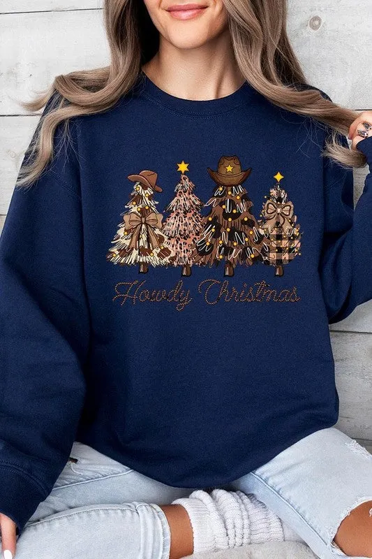 Necklaces Color Bear Howdy Christmas Tree Graphic Fleece Sweatshirts