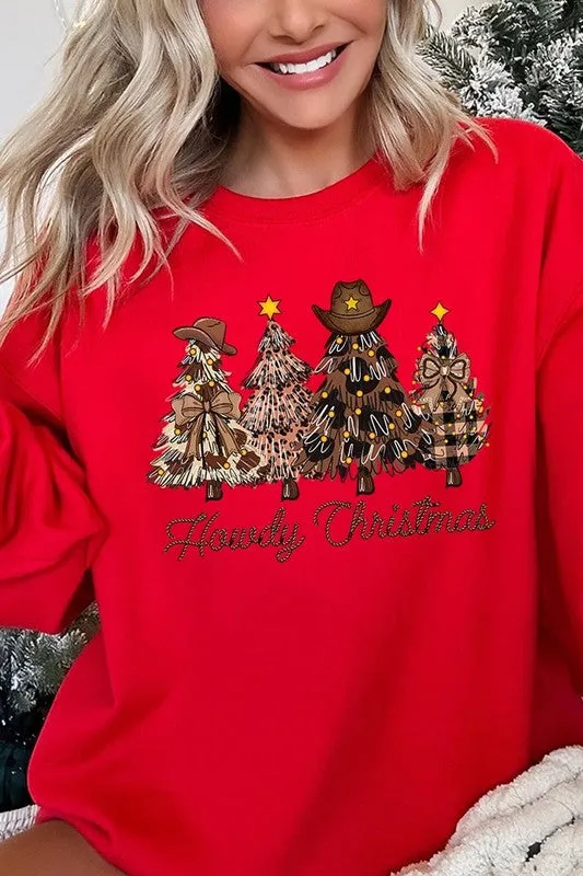 Necklaces Color Bear Howdy Christmas Tree Graphic Fleece Sweatshirts