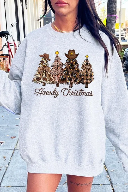 Necklaces Color Bear Howdy Christmas Tree Graphic Fleece Sweatshirts
