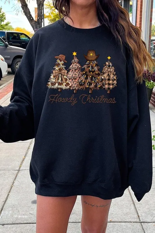 Necklaces Color Bear Howdy Christmas Tree Graphic Fleece Sweatshirts