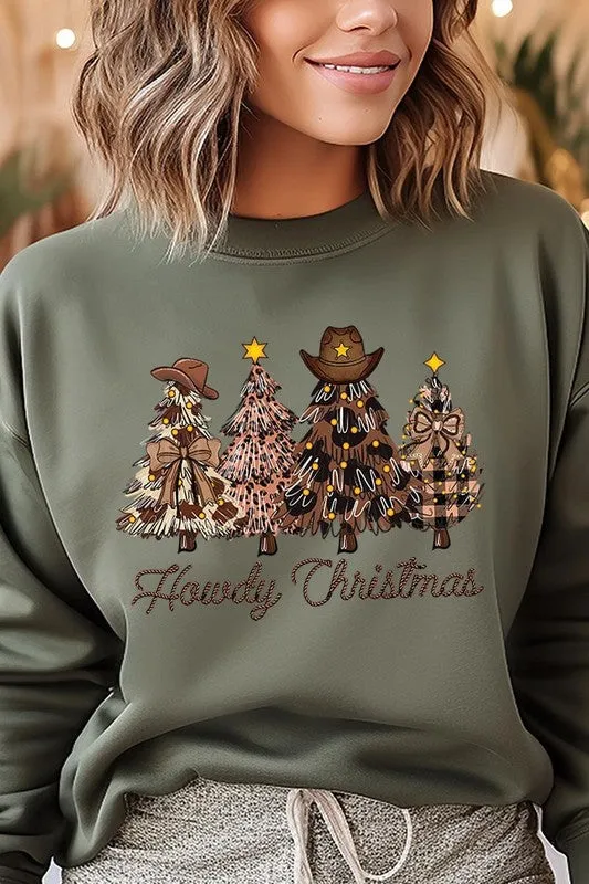 Necklaces Color Bear Howdy Christmas Tree Graphic Fleece Sweatshirts