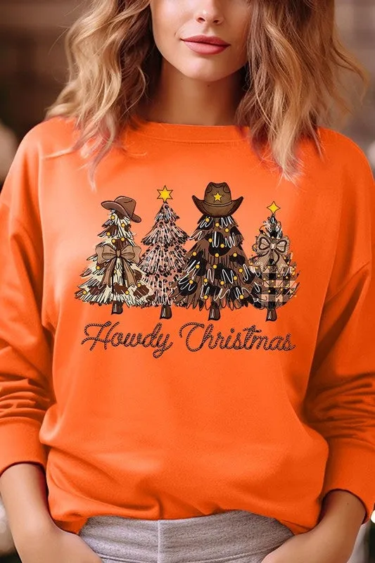 Necklaces Color Bear Howdy Christmas Tree Graphic Fleece Sweatshirts