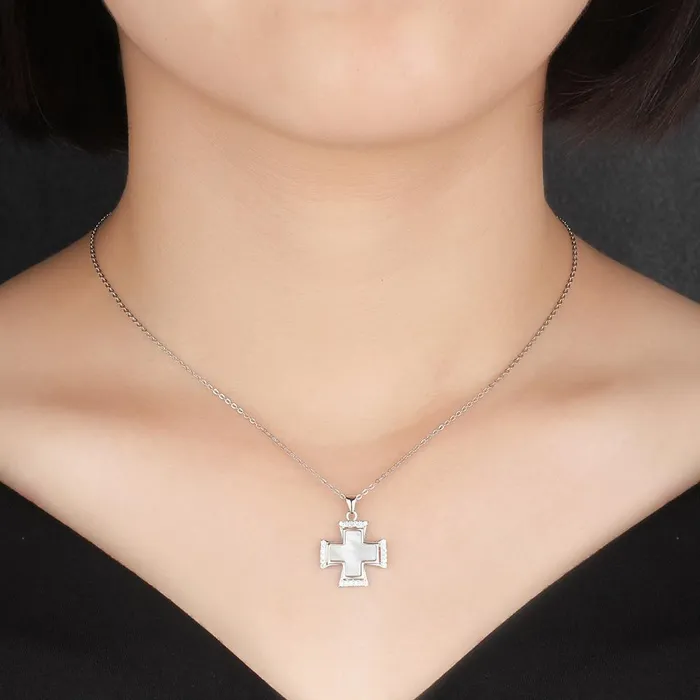 Necklaces customjewelryan Silver Shell Necklace for Women with Cute Cross Pearl Oysters Pendant Anniversary Gift Jewelry