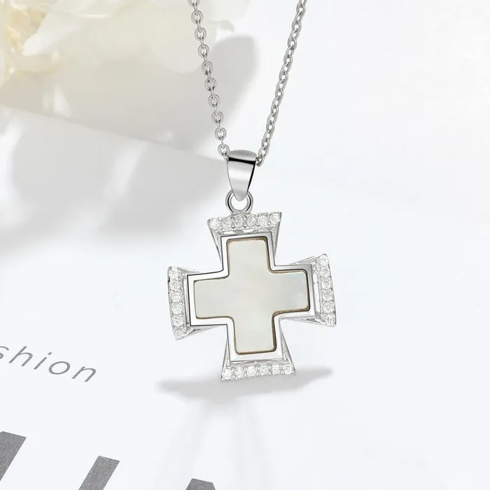Necklaces customjewelryan Silver Shell Necklace for Women with Cute Cross Pearl Oysters Pendant Anniversary Gift Jewelry