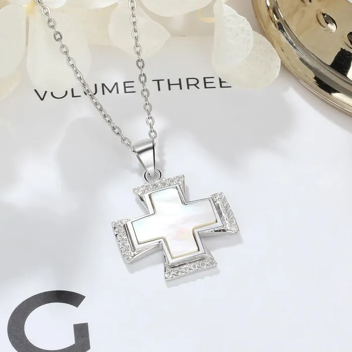 Necklaces customjewelryan Silver Shell Necklace for Women with Cute Cross Pearl Oysters Pendant Anniversary Gift Jewelry