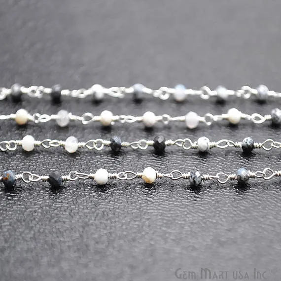 Necklaces Dendrite Opal Rondelle Silver Plated Wire Wrapped Beads Rosary Chain GemmartUSA Necklaces Dendrite Opal Rondelle Silver Plated Wire Wrapped Beads Rosary Chain GemmartUSA