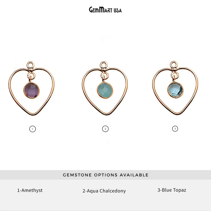 Necklaces GemmartUSA DIY Dangle Beaded Gemstone Gold Plated Heart Connector 1PC Necklaces GemmartUSA DIY Dangle Beaded Gemstone Gold Plated Heart Connector 1PC