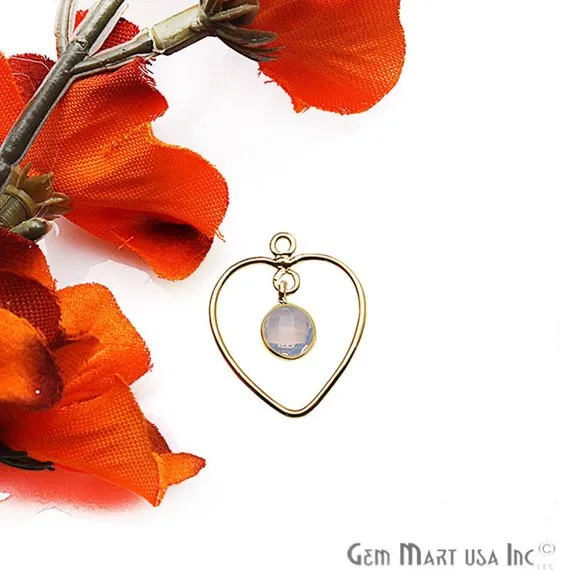 Necklaces GemmartUSA DIY Dangle Beaded Gemstone Gold Plated Heart Connector 1PC Necklaces GemmartUSA DIY Dangle Beaded Gemstone Gold Plated Heart Connector 1PC