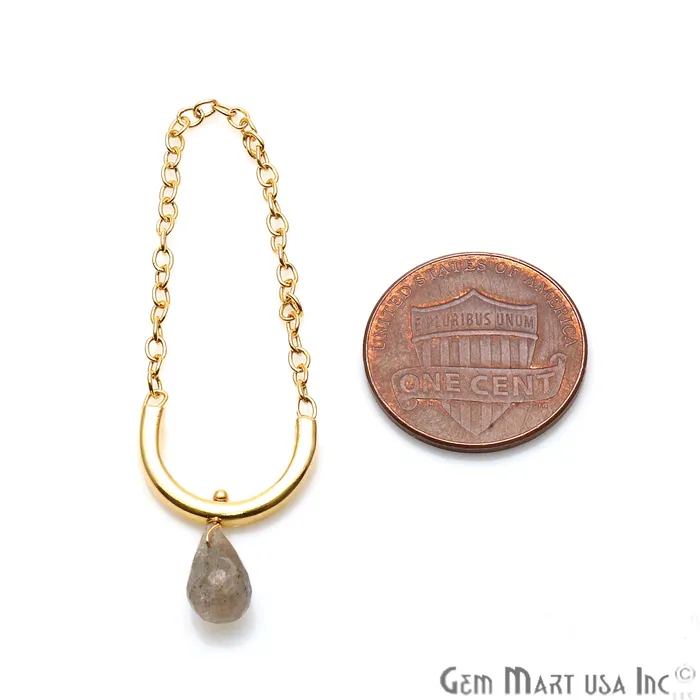 Necklaces GemmartUSA DIY Labradorite 16x11mm Semi Circle with Attached Chain Pendant Connector Necklaces GemmartUSA DIY Labradorite 16x11mm Semi Circle with Attached Chain Pendant Connector