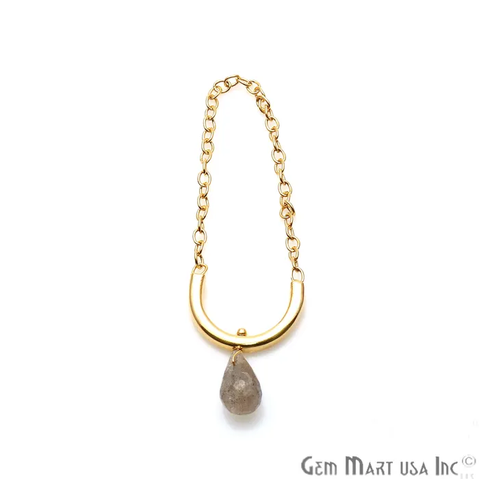 Necklaces GemmartUSA DIY Labradorite 16x11mm Semi Circle with Attached Chain Pendant Connector Necklaces GemmartUSA DIY Labradorite 16x11mm Semi Circle with Attached Chain Pendant Connector