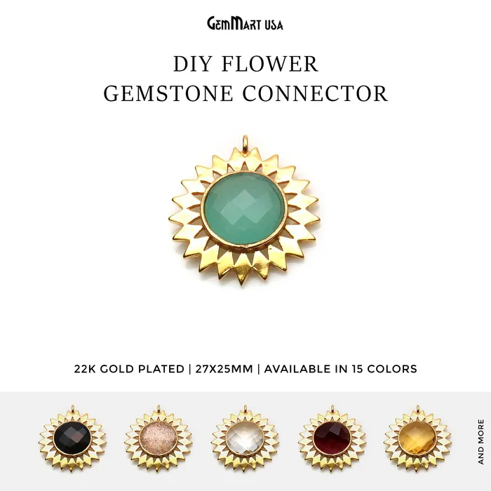 Necklaces GemmartUSA Gemstone 27x25mm Sun Flower Gold Plated Single Bail Pendant Connector Necklaces GemmartUSA Gemstone 27x25mm Sun Flower Gold Plated Single Bail Pendant Connector