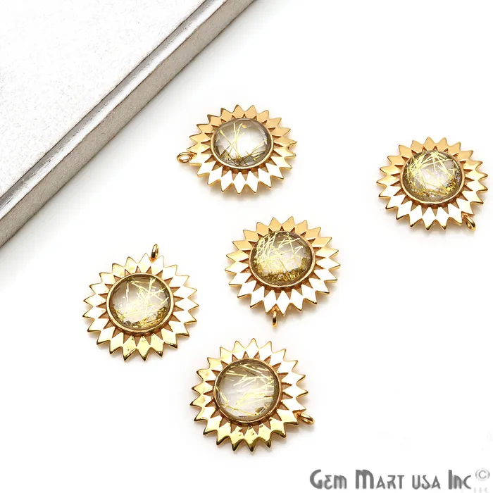 Necklaces GemmartUSA Gemstone 27x25mm Sun Flower Gold Plated Single Bail Pendant Connector Necklaces GemmartUSA Gemstone 27x25mm Sun Flower Gold Plated Single Bail Pendant Connector