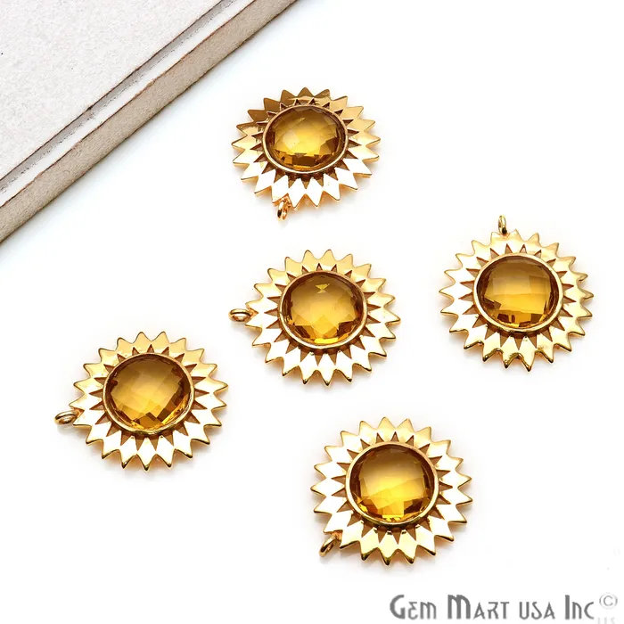 Necklaces GemmartUSA Gemstone 27x25mm Sun Flower Gold Plated Single Bail Pendant Connector Necklaces GemmartUSA Gemstone 27x25mm Sun Flower Gold Plated Single Bail Pendant Connector