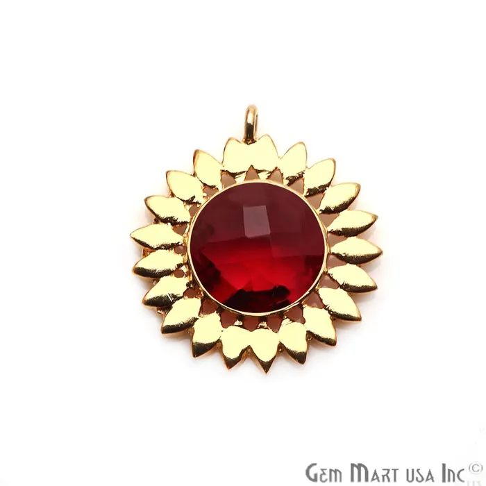 Necklaces GemmartUSA Gemstone 27x25mm Sun Flower Gold Plated Single Bail Pendant Connector Necklaces GemmartUSA Gemstone 27x25mm Sun Flower Gold Plated Single Bail Pendant Connector