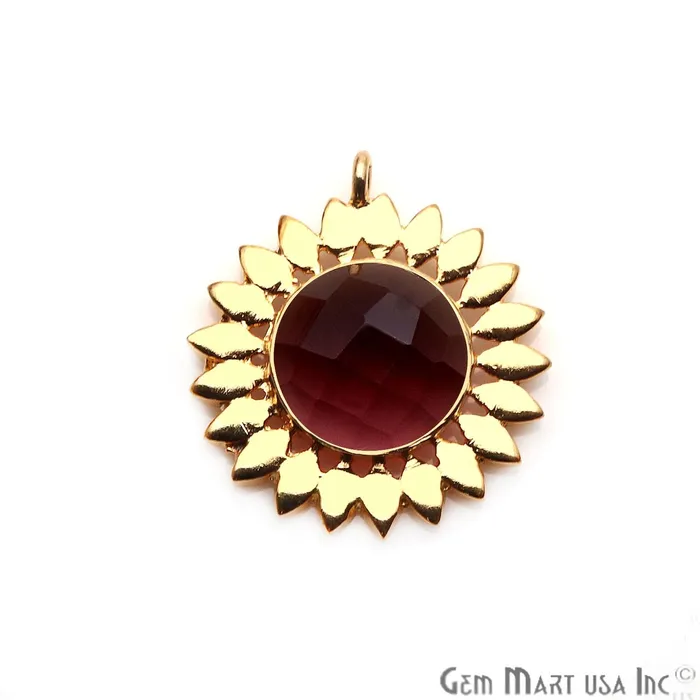 Necklaces GemmartUSA Gemstone 27x25mm Sun Flower Gold Plated Single Bail Pendant Connector Necklaces GemmartUSA Gemstone 27x25mm Sun Flower Gold Plated Single Bail Pendant Connector