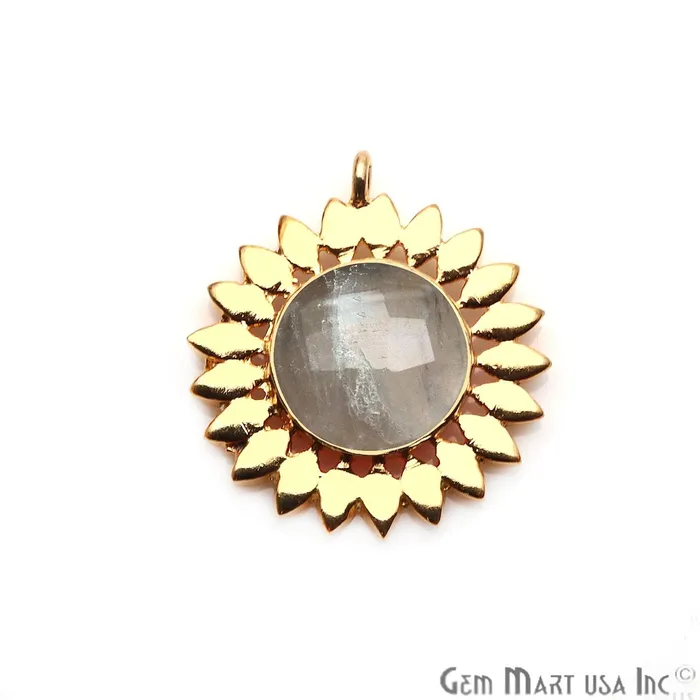 Necklaces GemmartUSA Gemstone 27x25mm Sun Flower Gold Plated Single Bail Pendant Connector Necklaces GemmartUSA Gemstone 27x25mm Sun Flower Gold Plated Single Bail Pendant Connector