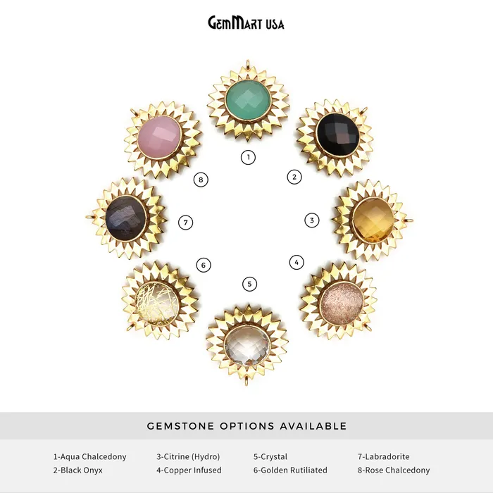 Necklaces GemmartUSA Gemstone 27x25mm Sun Flower Gold Plated Single Bail Pendant Connector Necklaces GemmartUSA Gemstone 27x25mm Sun Flower Gold Plated Single Bail Pendant Connector