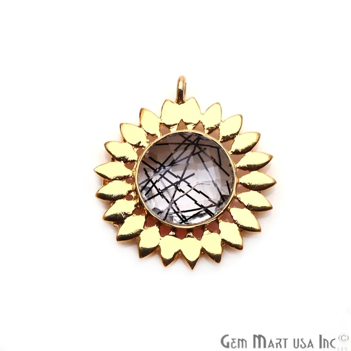 Necklaces GemmartUSA Gemstone 27x25mm Sun Flower Gold Plated Single Bail Pendant Connector Necklaces GemmartUSA Gemstone 27x25mm Sun Flower Gold Plated Single Bail Pendant Connector