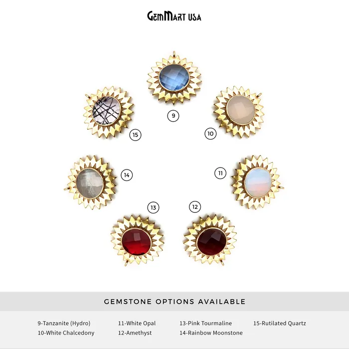 Necklaces GemmartUSA Gemstone 27x25mm Sun Flower Gold Plated Single Bail Pendant Connector Necklaces GemmartUSA Gemstone 27x25mm Sun Flower Gold Plated Single Bail Pendant Connector