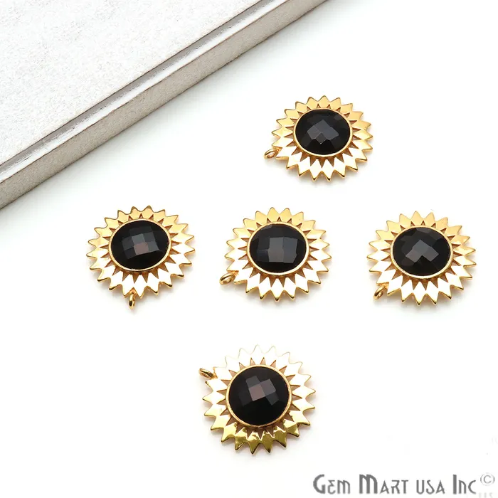 Necklaces GemmartUSA Gemstone 27x25mm Sun Flower Gold Plated Single Bail Pendant Connector Necklaces GemmartUSA Gemstone 27x25mm Sun Flower Gold Plated Single Bail Pendant Connector