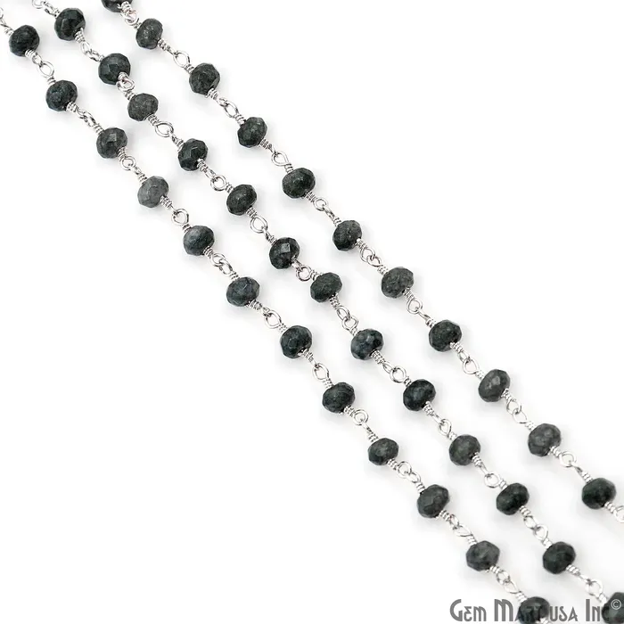 Necklaces GemMartUSA Gray Jade Faceted Beads 4mm Silver Plated Gemstone Rosary Chain Necklaces GemMartUSA Gray Jade Faceted Beads 4mm Silver Plated Gemstone Rosary Chain