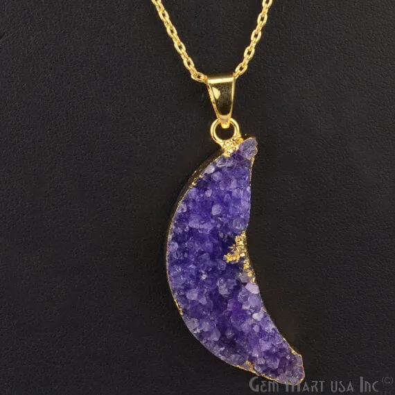 Necklaces GemMartUSA One Of A Kind Blue Rough Druzy 46x14mm Gold Electroplated 18 Inch Chain With Pendant Necklaces GemMartUSA One Of A Kind Blue Rough Druzy 46x14mm Gold Electroplated 18 Inch Chain With Pendant