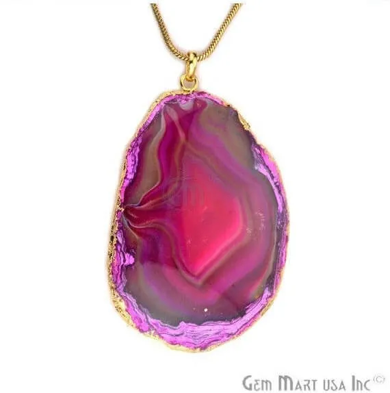 Necklaces GemMartUSA One Of A Kind Druzy 83x55mm Gold Electroplated Single Bail 18 Inch Necklace Chain Pendant