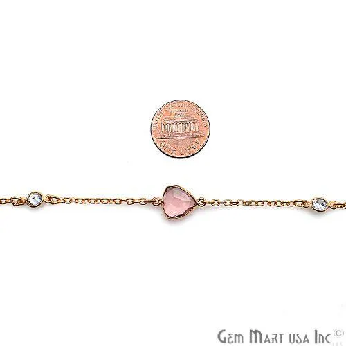 Necklaces GemMartUSA Pink Amethyst With Crystal 10mm Gold Plated Bezel Link Connector Chain Necklaces GemMartUSA Pink Amethyst With Crystal 10mm Gold Plated Bezel Link Connector Chain