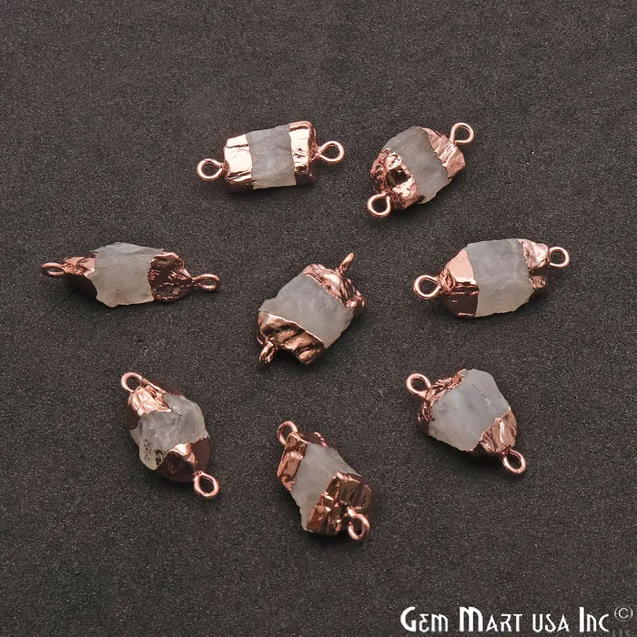 Necklaces GemmartUSA Rough Rainbow Moonstone Organic 19x9mm Single Bail Rose Gold Electroplated Pendant Connector Necklaces GemmartUSA Rough Rainbow Moonstone Organic 19x9mm Single Bail Rose Gold Electroplated Pendant Connector