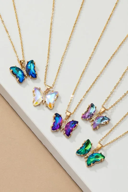 Necklaces LA3accessories Aurora Borealis Crystal Butterfly Pendant Necklace Online Only Necklaces LA3accessories Aurora Borealis Crystal Butterfly Pendant Necklace Online Only