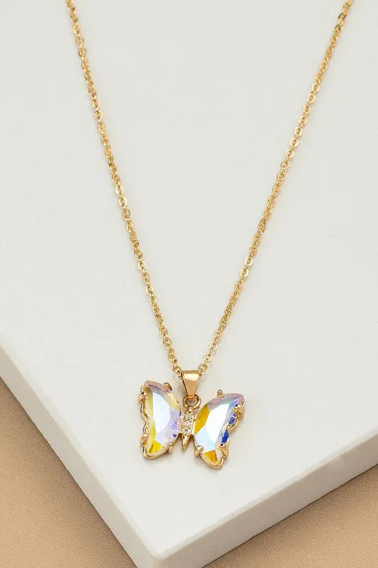 Necklaces LA3accessories Aurora Borealis Crystal Butterfly Pendant Necklace Online Only Necklaces LA3accessories Aurora Borealis Crystal Butterfly Pendant Necklace Online Only