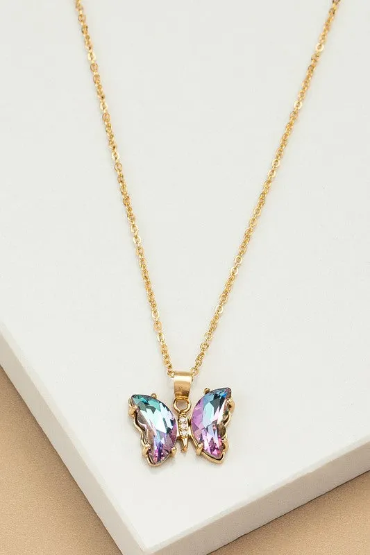 Necklaces LA3accessories Aurora Borealis Crystal Butterfly Pendant Necklace Online Only Necklaces LA3accessories Aurora Borealis Crystal Butterfly Pendant Necklace Online Only