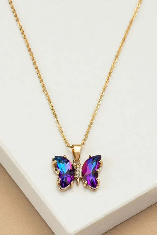 Necklaces LA3accessories Aurora Borealis Crystal Butterfly Pendant Necklace Online Only Necklaces LA3accessories Aurora Borealis Crystal Butterfly Pendant Necklace Online Only