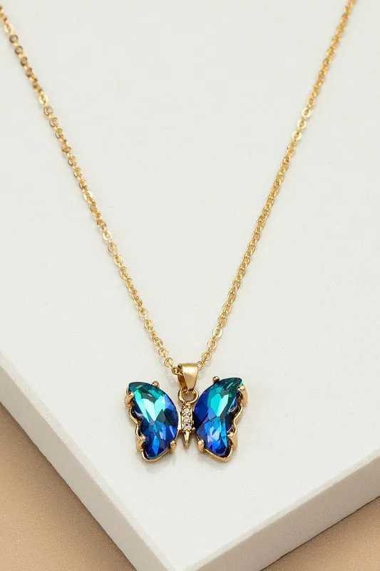 Necklaces LA3accessories Aurora Borealis Crystal Butterfly Pendant Necklace Online Only Necklaces LA3accessories Aurora Borealis Crystal Butterfly Pendant Necklace Online Only