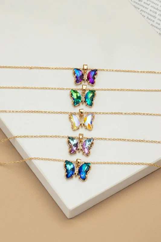 Necklaces LA3accessories Aurora Borealis Crystal Butterfly Pendant Necklace Online Only Necklaces LA3accessories Aurora Borealis Crystal Butterfly Pendant Necklace Online Only