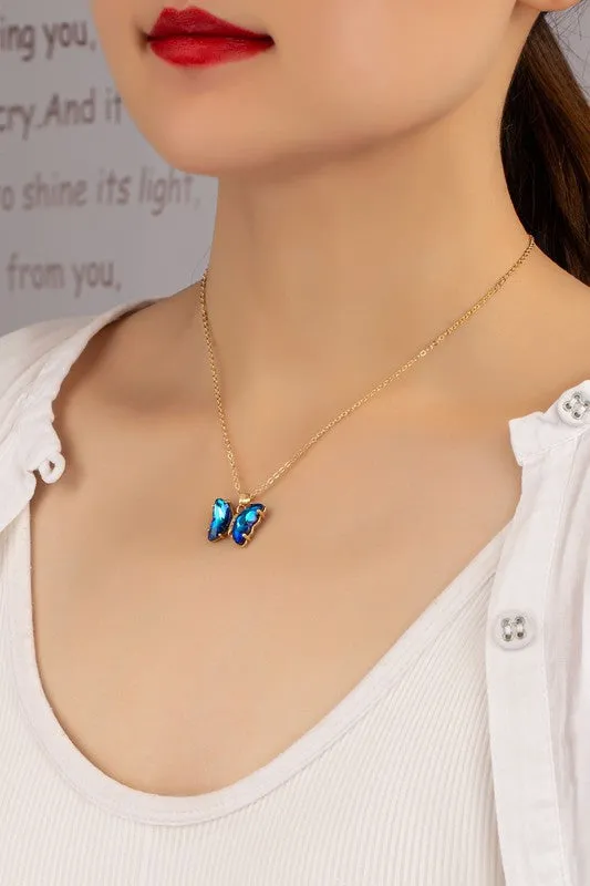 Necklaces LA3accessories Aurora Borealis Crystal Butterfly Pendant Necklace Online Only Necklaces LA3accessories Aurora Borealis Crystal Butterfly Pendant Necklace Online Only