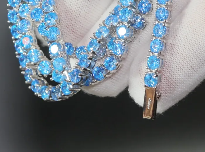 Necklaces Lab Diamonds London Tennis Chain Blue Diamond Tennis Chain Tennis Necklace Aquamarine Tennis Chain