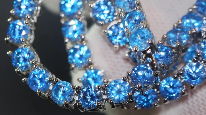 Necklaces Lab Diamonds London Tennis Chain Blue Diamond Tennis Chain Tennis Necklace Aquamarine Tennis Chain
