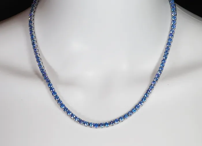 Necklaces Lab Diamonds London Tennis Chain Blue Diamond Tennis Chain Tennis Necklace Aquamarine Tennis Chain