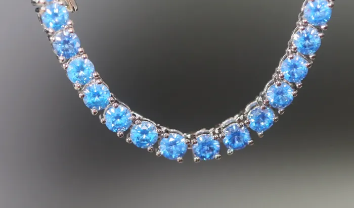 Necklaces Lab Diamonds London Tennis Chain Blue Diamond Tennis Chain Tennis Necklace Aquamarine Tennis Chain