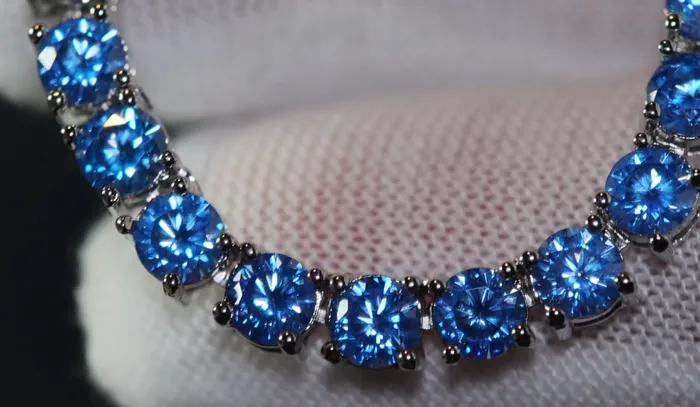 Necklaces Lab Diamonds London Tennis Chain Blue Diamond Tennis Chain Tennis Necklace Aquamarine Tennis Chain