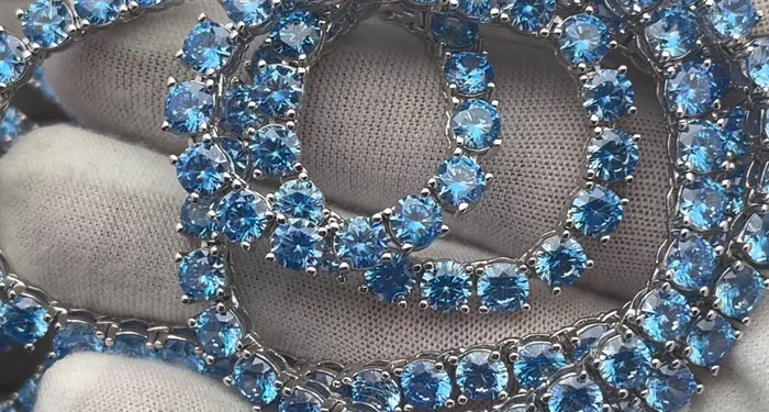 Necklaces Lab Diamonds London Tennis Chain Blue Diamond Tennis Chain Tennis Necklace Aquamarine Tennis Chain